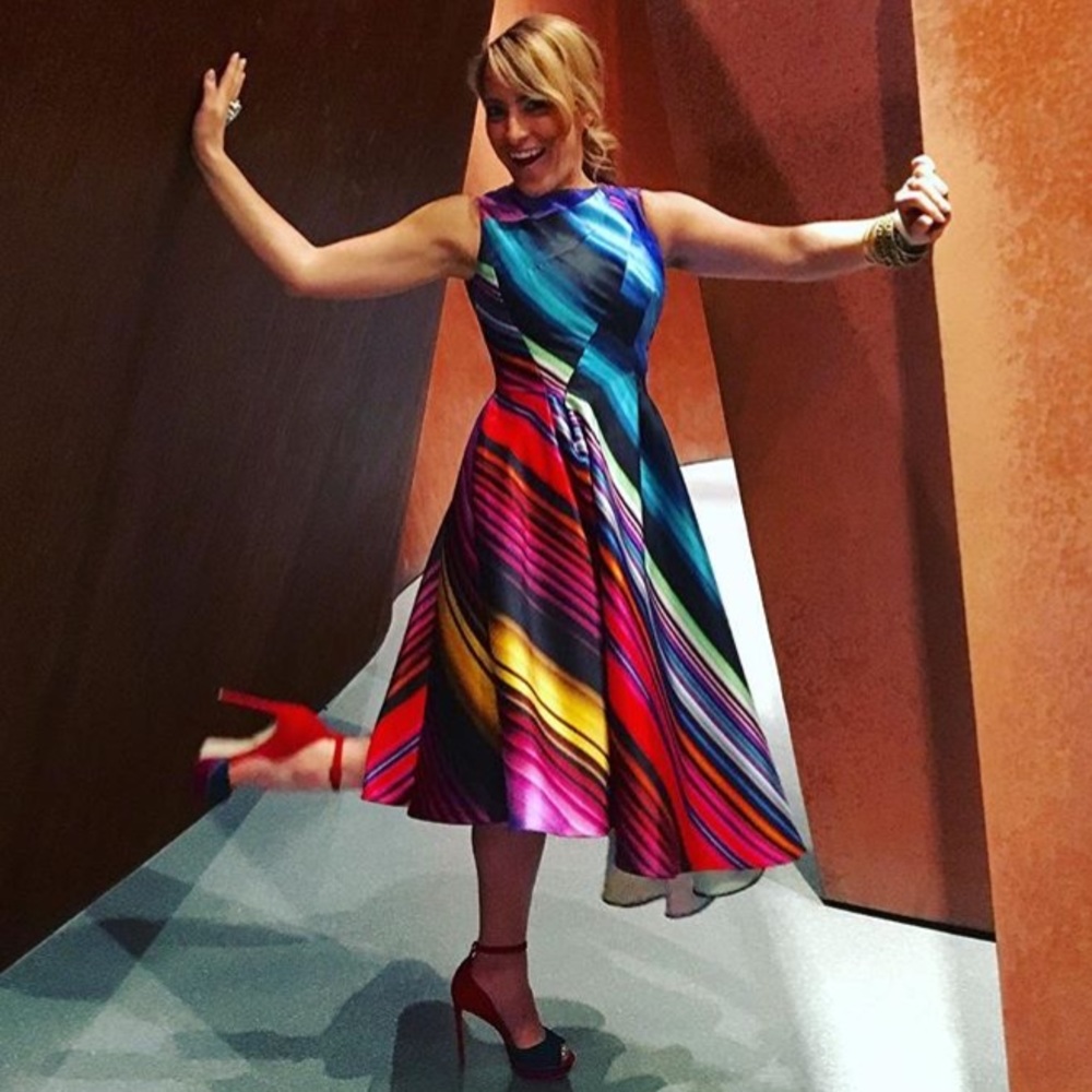Rainbow Formal Asymmetric Stripe Multicolor Gown - Picture 2 of 11